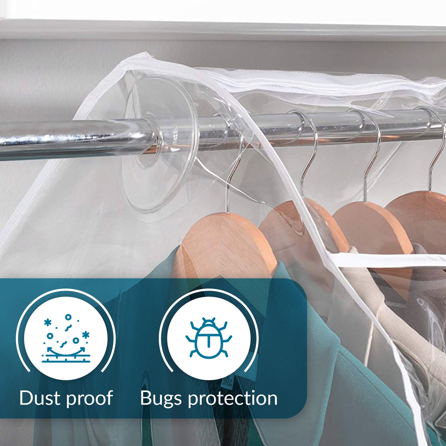 Clear Organization Vinyl Storage Closet Storage Solution Hanging Frameless Jumbo Dress Garment Bag