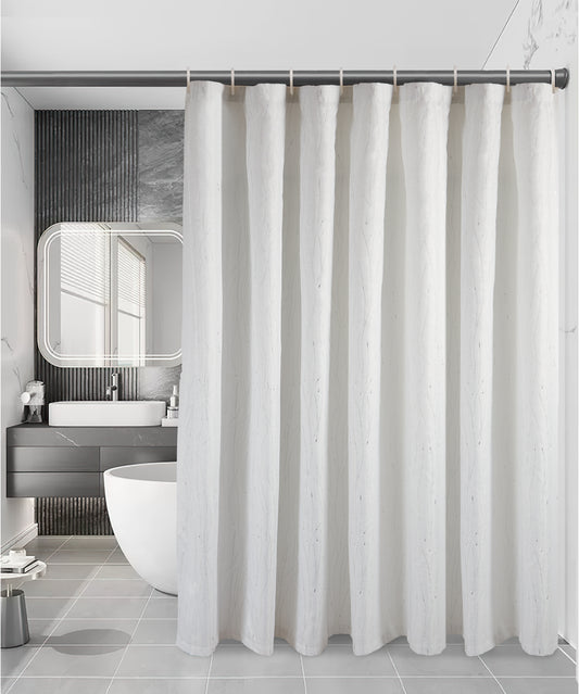 Vintage Silver Metallic Foil Resin Pattern Decorative Shower Curtain
