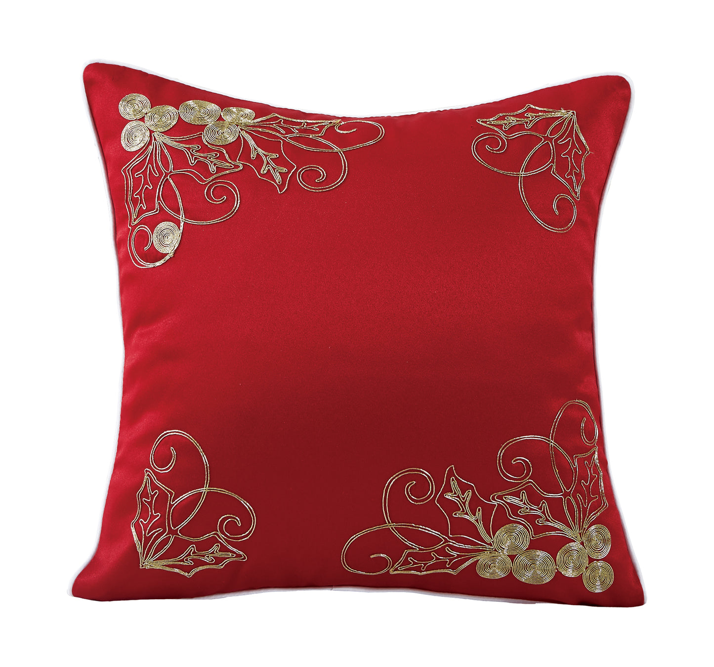 Seasonal Xmas Christmas Holiday Ornaments Solid Vibrant Red Pattern Decorative Accent Throw Pillow Cover