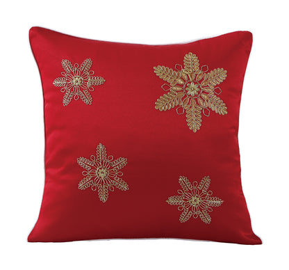 Seasonal Xmas Christmas Holiday Ornaments Solid Vibrant Red Pattern Decorative Accent Throw Pillow Cover