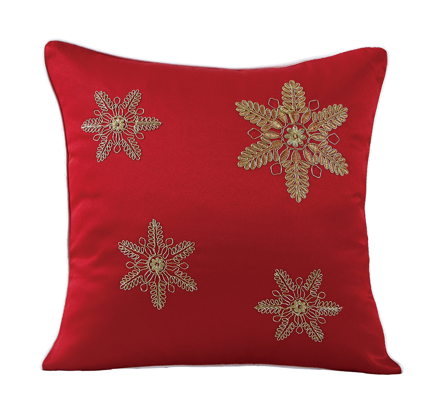 Seasonal Xmas Christmas Holiday Ornaments Solid Vibrant Red Pattern Decorative Accent Throw Pillow