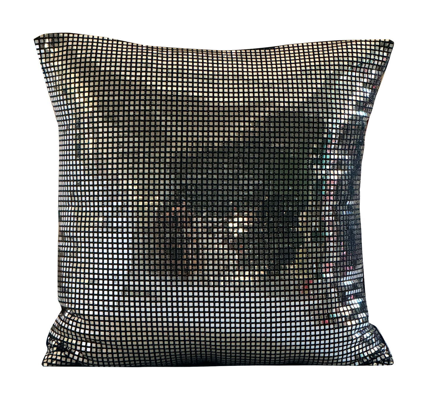Premium Silver Metallic Foil Disco Ball Mirror Decorative Accent Throw Pillow