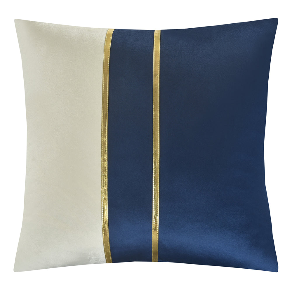 Violet Linen Bonanza Velvet Gold Ribbon Pattern Decorative Accent Throw Pillow Cover