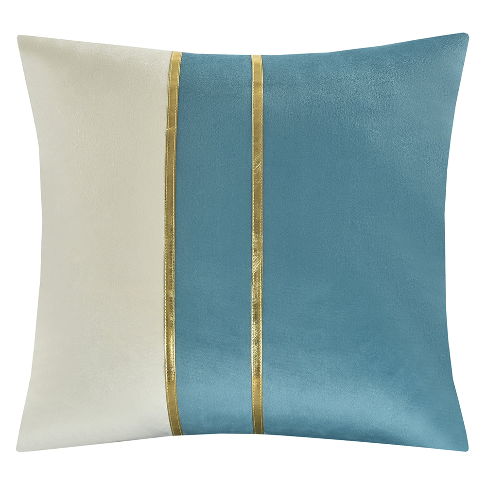 Violet Linen Bonanza Velvet Gold Ribbon Pattern Decorative Accent Throw Pillow Cover
