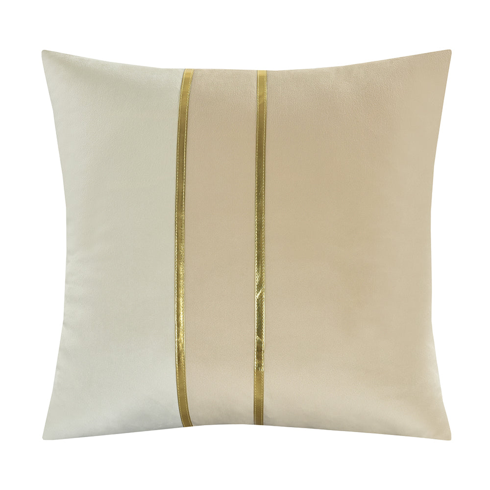 Violet Linen Bonanza Velvet Gold Ribbon Pattern Decorative Accent Throw Pillow