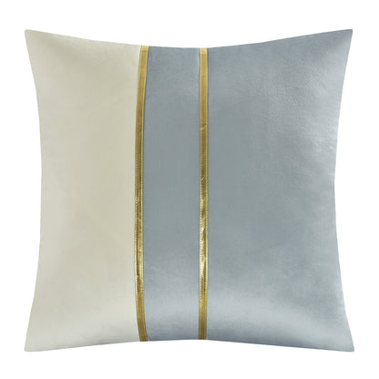Violet Linen Bonanza Velvet Gold Ribbon Pattern Decorative Accent Throw Pillow