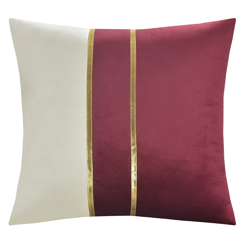 Violet Linen Bonanza Velvet Gold Ribbon Pattern Decorative Accent Throw Pillow