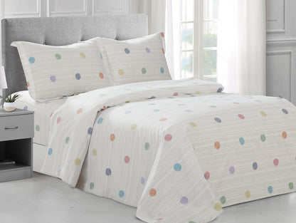 Violet Linen French Circular Polka Dots Pattern Bedding Duvet Cover Set