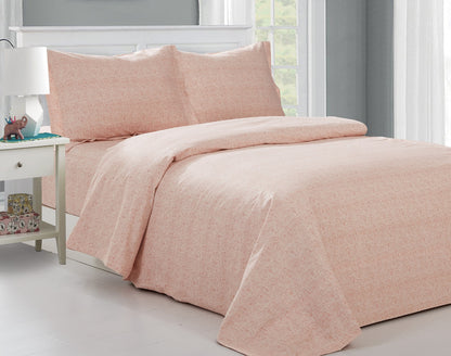 Violet Linen French Coral Abstract Plaid Pattern Bedding Duvet Cover Set