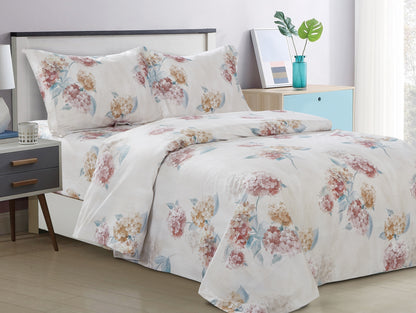 Plantation Hydrangeas multicolor duvet cover set, flat lay