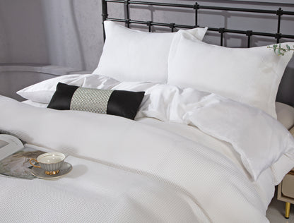 Violet Linen French Solid Waffle Pattern Bedding Duvet Cover Set