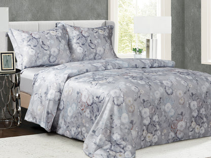 Violet Linen French Winter Forest Abstract Bloom Pattern Bedding Duvet Cover Set