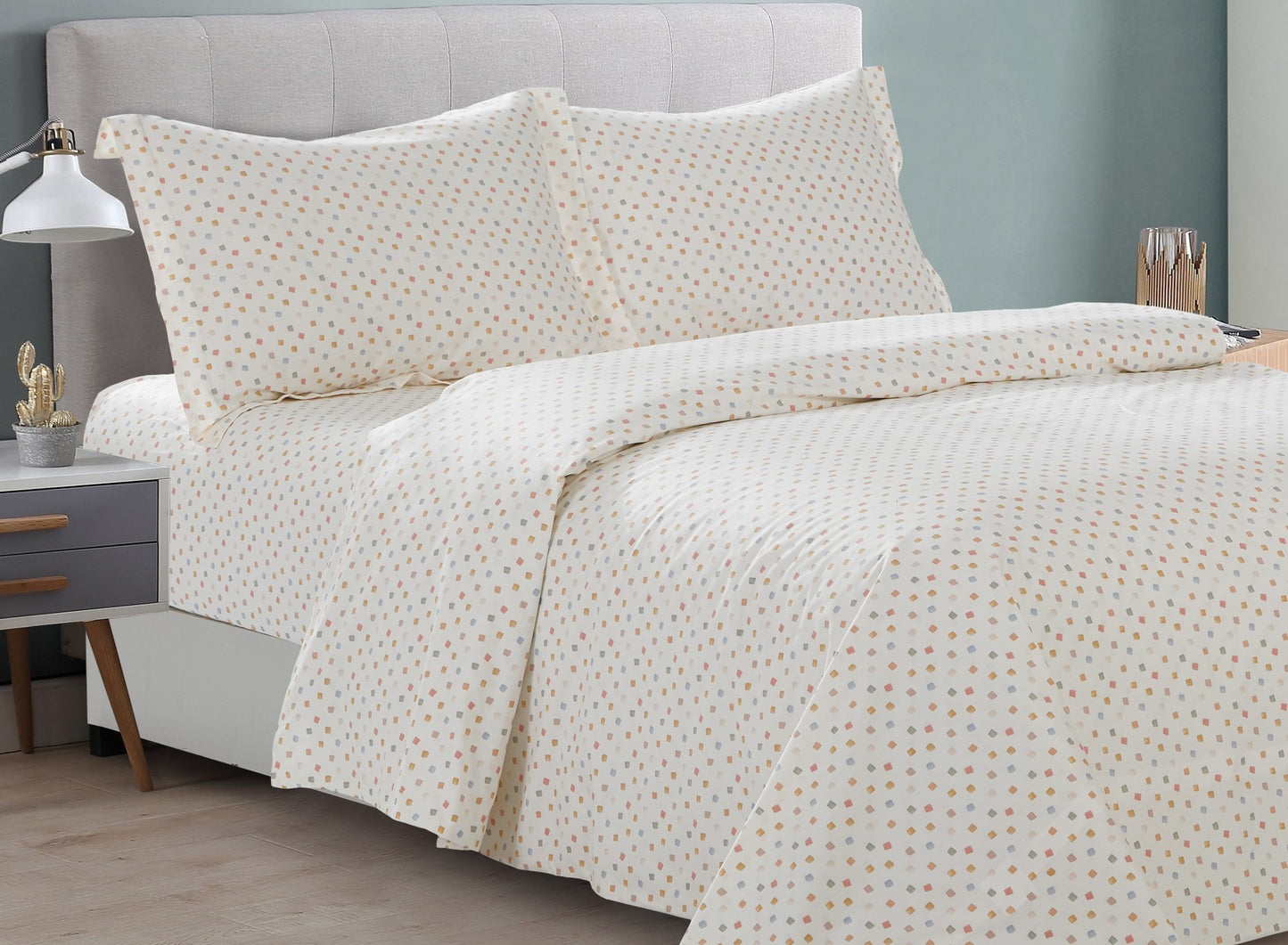 Violet Linen French YellowStone Dots Pattern Bedding Duvet Cover Set