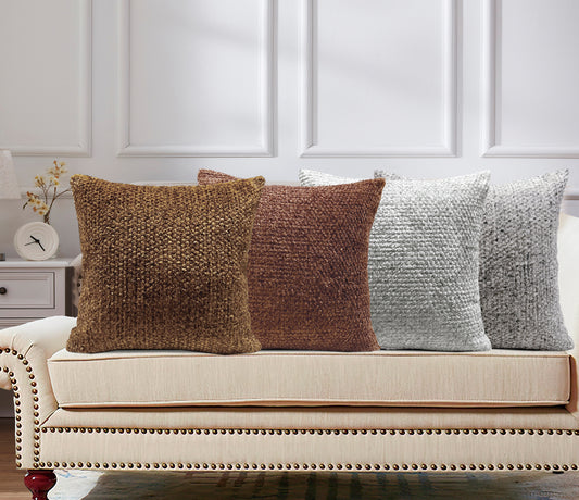 Violet Linen Botany Faux Fur Patern Decorative Accent Throw Pillow Cover