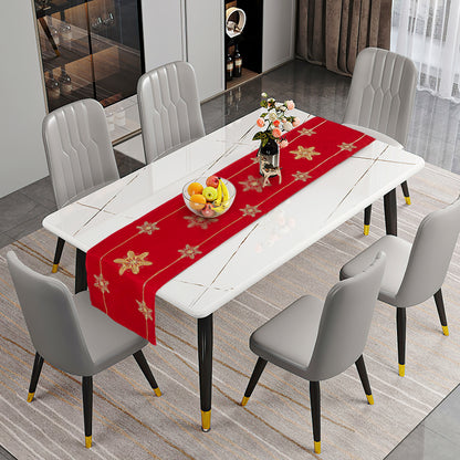 Seasonal Xmas Christmas Holiday Ornaments Solid Vibrant Red Pattern Decorative Table Runner