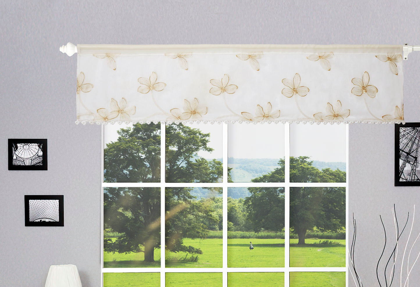 Royalty Floral Pattern Decorative Window Treatment Rod Pocket Curtain Straight Valance