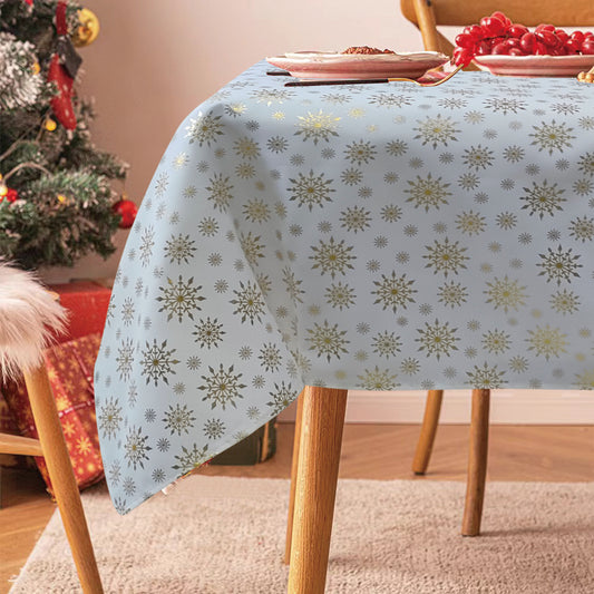 Seasonal Xmas Christmas Holiday European Stars Winter Snowflakes Solid White Pattern Tablecloths
