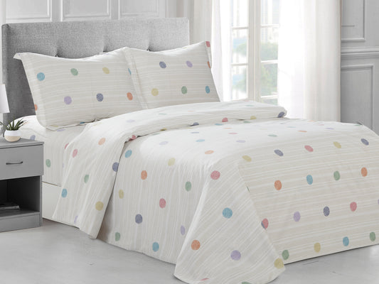 Violet Linen French Circular Polka Dots Pattern Bedding Duvet Cover Set