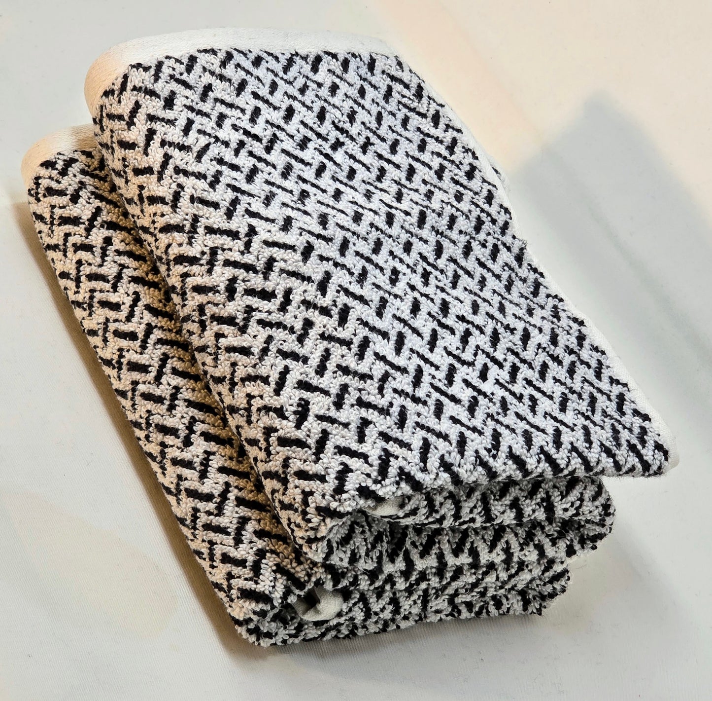 Violet Linen Chevron Abstract Geometric Pattern Hand Towels Set of Two