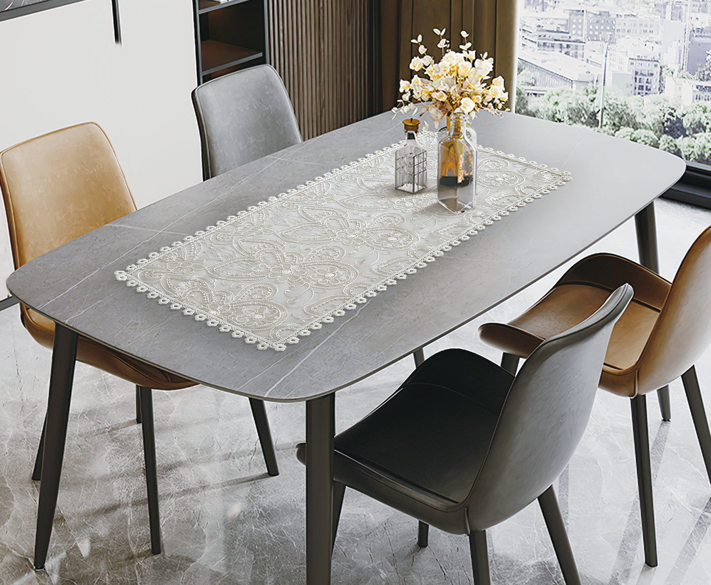 Sapphire Elegant Butterfly Pattern Decorative Table Runner