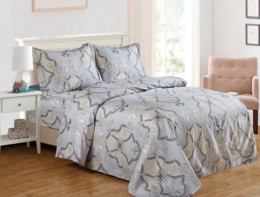 French Monogram Medallion Damask Pattern Bedding Duvet Cover Set