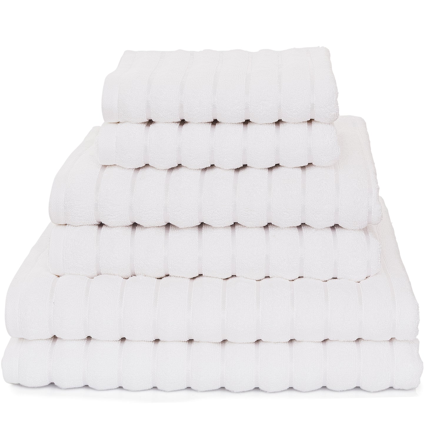 Violet Linen Ribbonette Ribbed Wavy Striped Pattern 6 Piece Towel Set, 2 Bath Towels 2 Hand Towels 2 Bath Towel Sheets