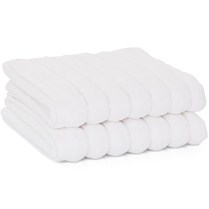 Violet Linen Ribbonette Ribbed Wavy Striped Pattern Hand Towels Set of Two