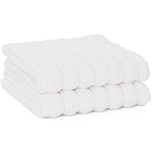 Violet Linen Ribbonette Ribbed Wavy Striped Pattern Hand Towels Set of Two