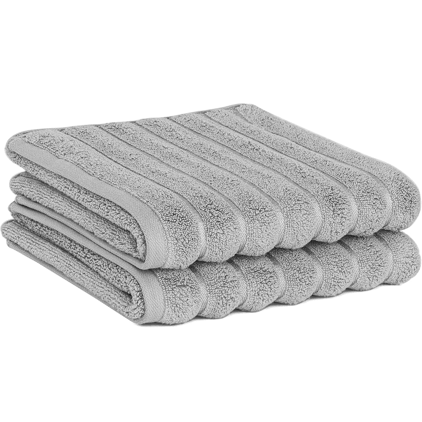 Violet Linen Ribbonette Ribbed Wavy Striped Pattern Hand Towels Set of Two