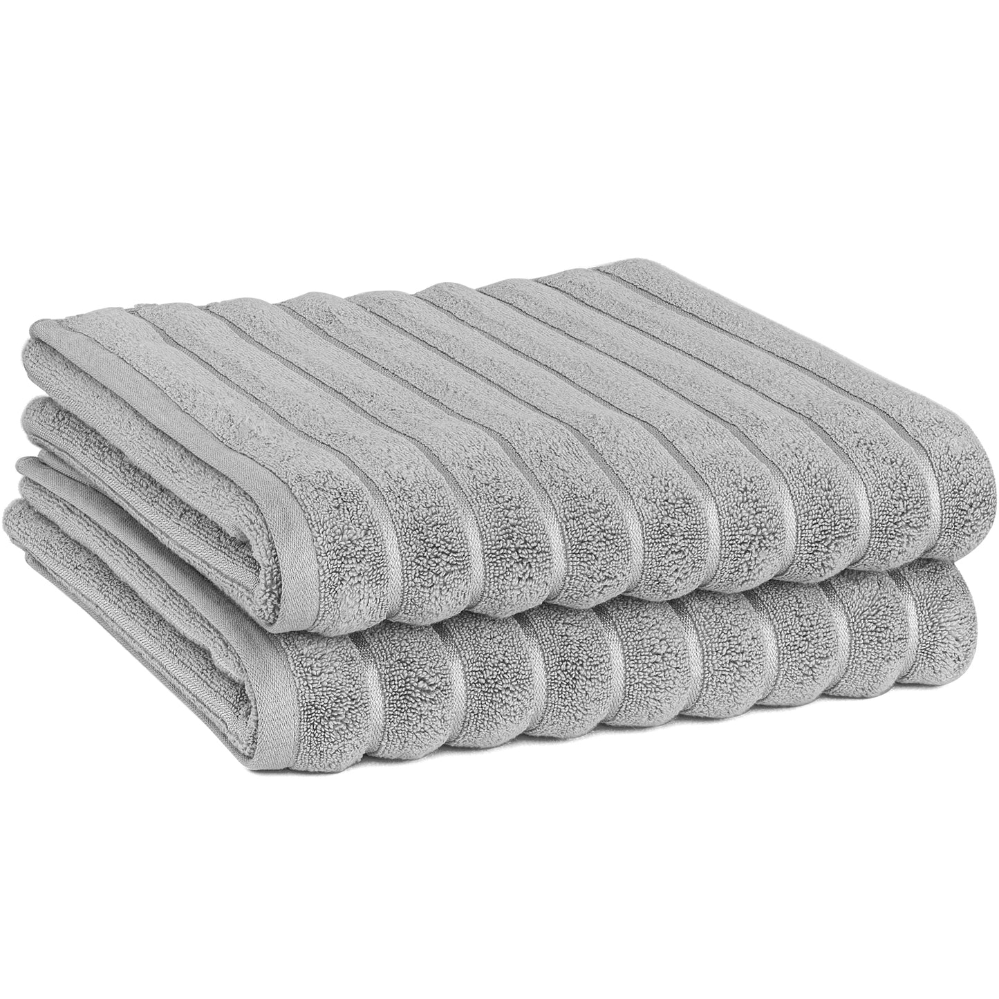 Violet Linen Ribbonette Ribbed Wavy Striped Pattern Bath Towels Set of Two