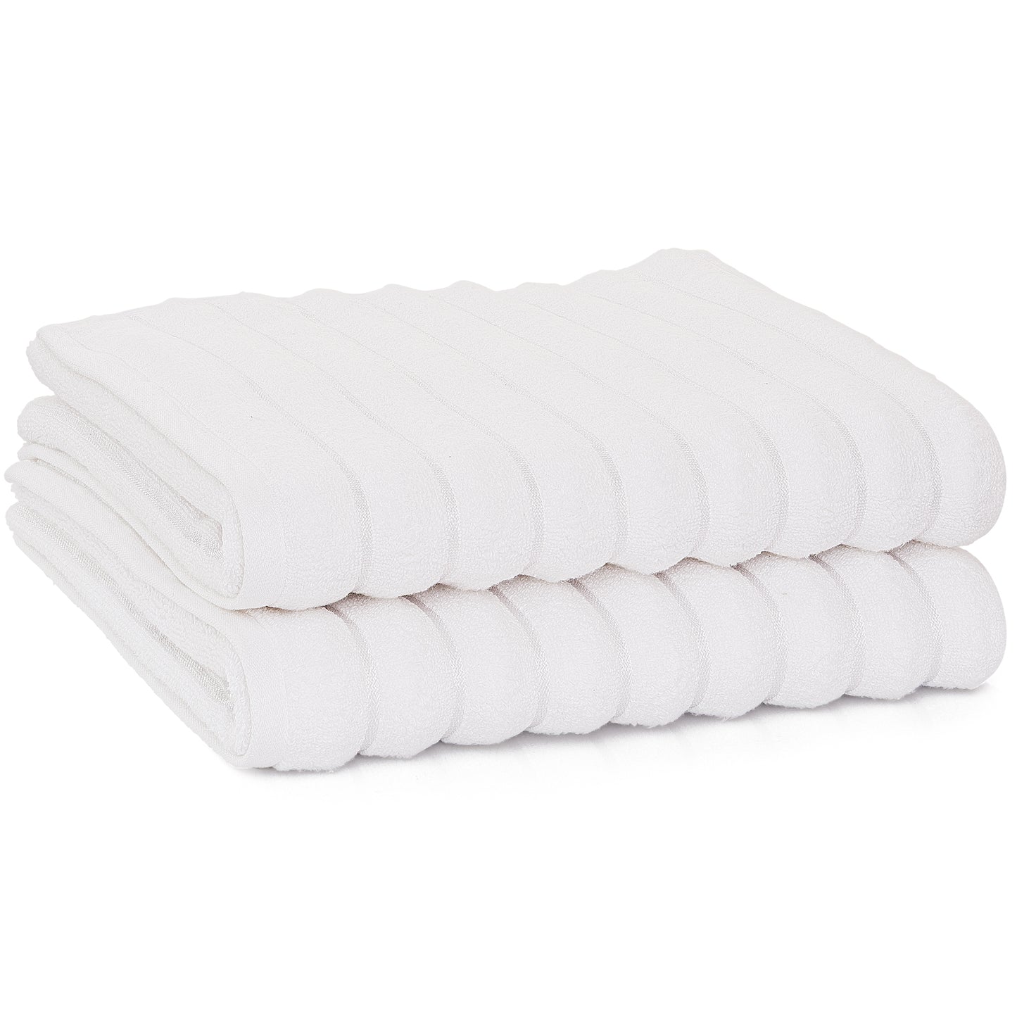 Violet Linen Ribbonette Ribbed Wavy Striped Pattern Bath Towels Set of Two
