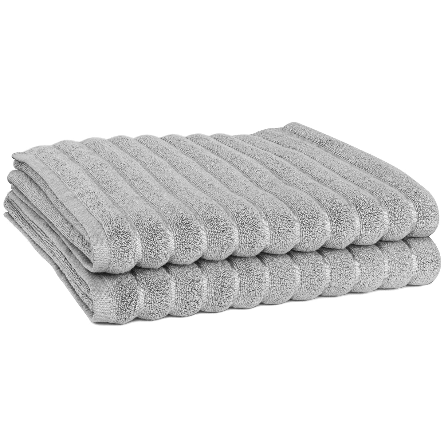 Violet Linen Ribbonette Ribbed Wavy Striped Pattern Bath Towel Sheets Set of Two