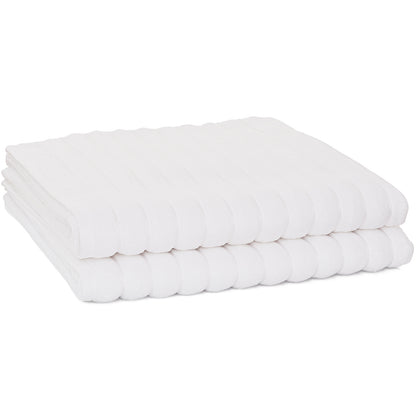 Violet Linen Ribbonette Ribbed Wavy Striped Pattern Bath Towel Sheets Set of Two