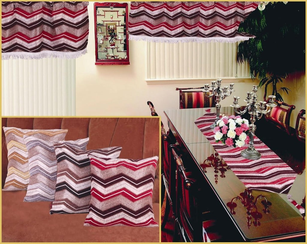 Indiana Chenille Zig Zag Chevron Pattern Decorative Table Runner