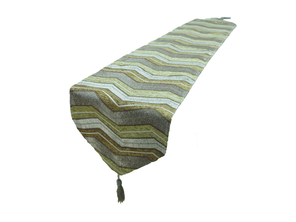 Indiana Chenille Zig Zag Chevron Pattern Decorative Table Runner
