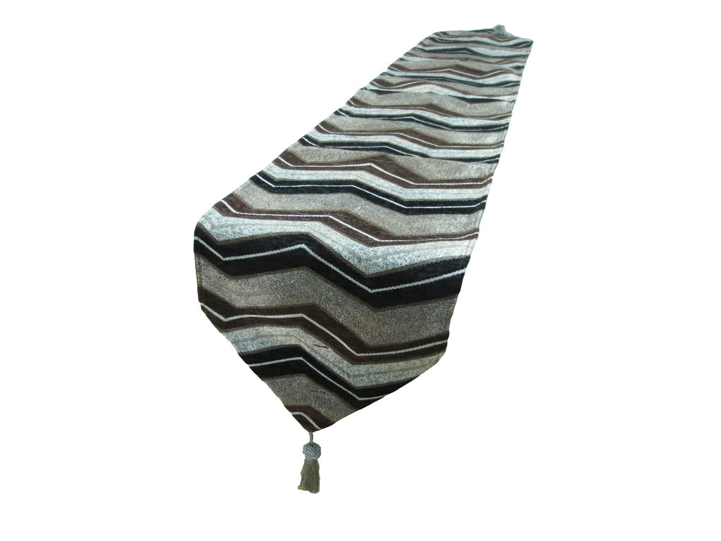 Indiana Chenille Zig Zag Chevron Pattern Decorative Table Runner