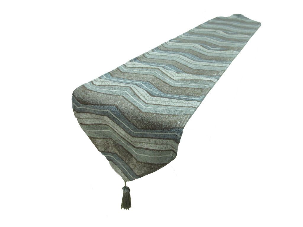 Indiana Chenille Zig Zag Chevron Pattern Decorative Table Runner