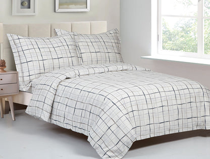 Violet Linen French Hexagon Plaid Pattern Bedding Duvet Cover Set