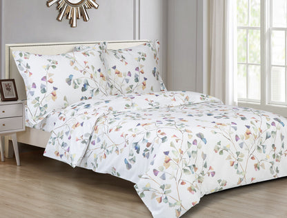 Sparkling Garden Flower cream duvet cover set, styled on bed