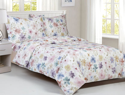 Violet Linen French Vintage Daisy Wildflower Pattern Bedding Duvet Cover Set