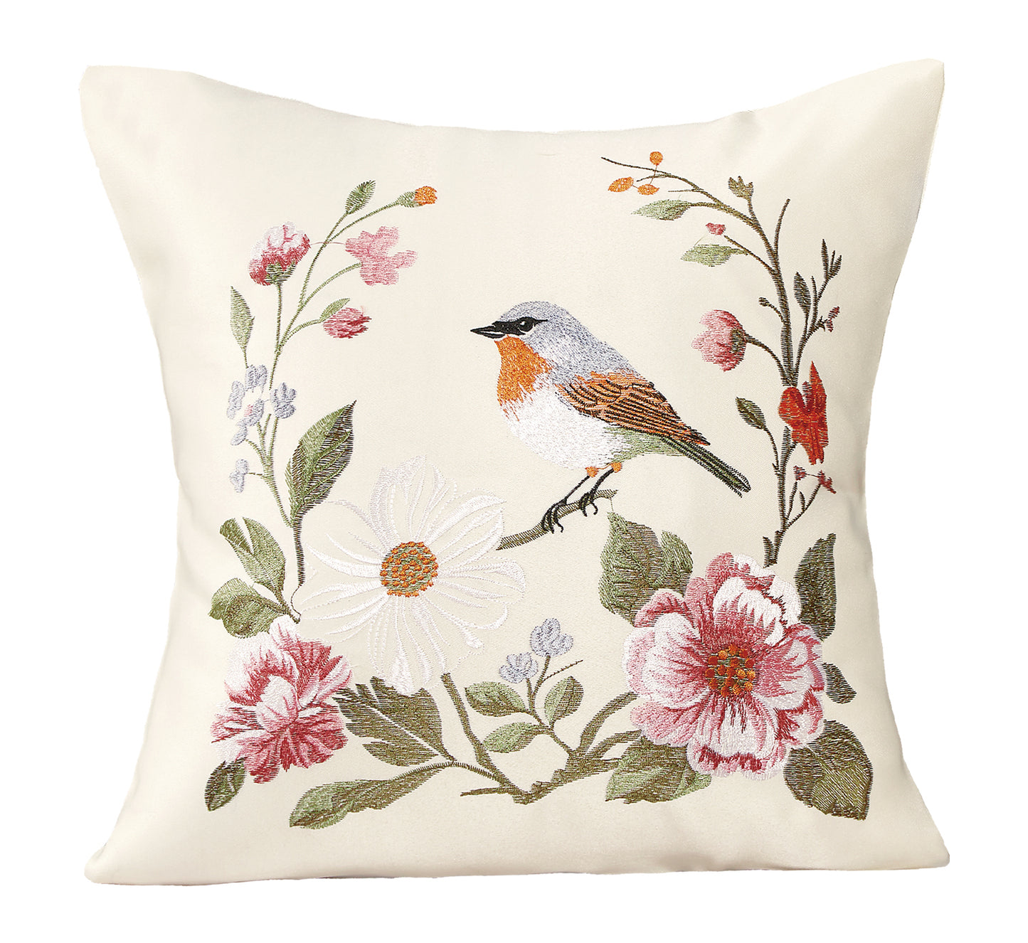 Violet Linen Aviary Geometric Floral Pattern Decorative Accent Throw Pillow Cover