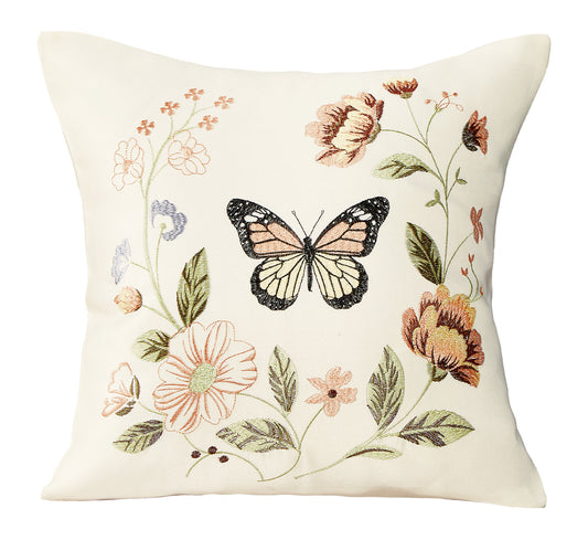 Violet Linen Aviary Geometric Floral Pattern Decorative Accent Throw Pillow Cover