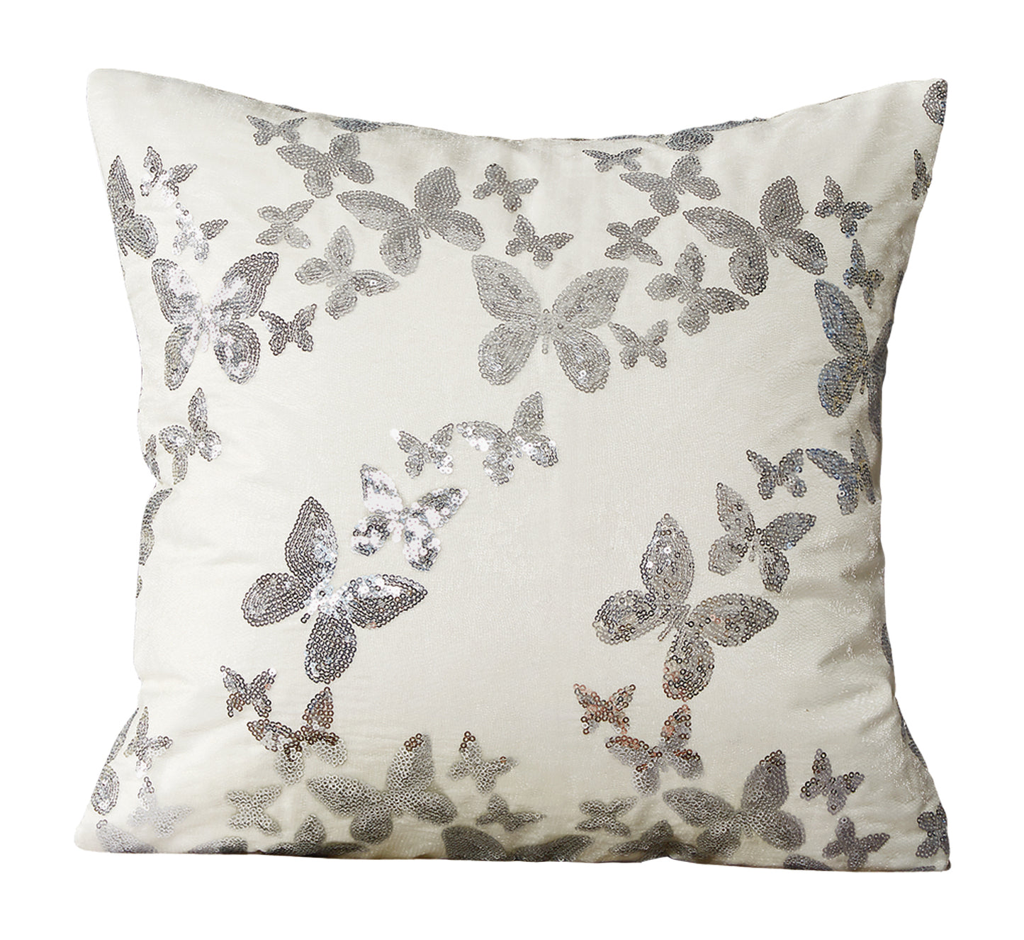 Violet Linen Butterfly Pattern Decorative Accent Throw Pillow Cover