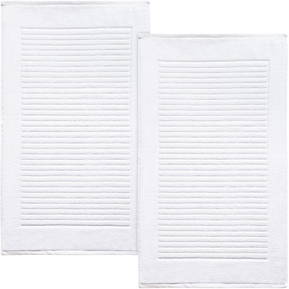 Violet Linen Ribbonette Ribbed Wavy Striped Pattern Bath Mats Set of Two
