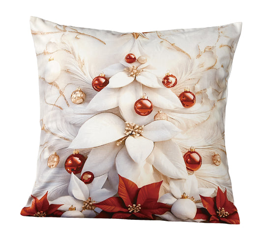 Violet Linen Seasonal Xmas Christmas Holiday Adoring Floral Pattern Decorative Accent Throw Pillow Cover
