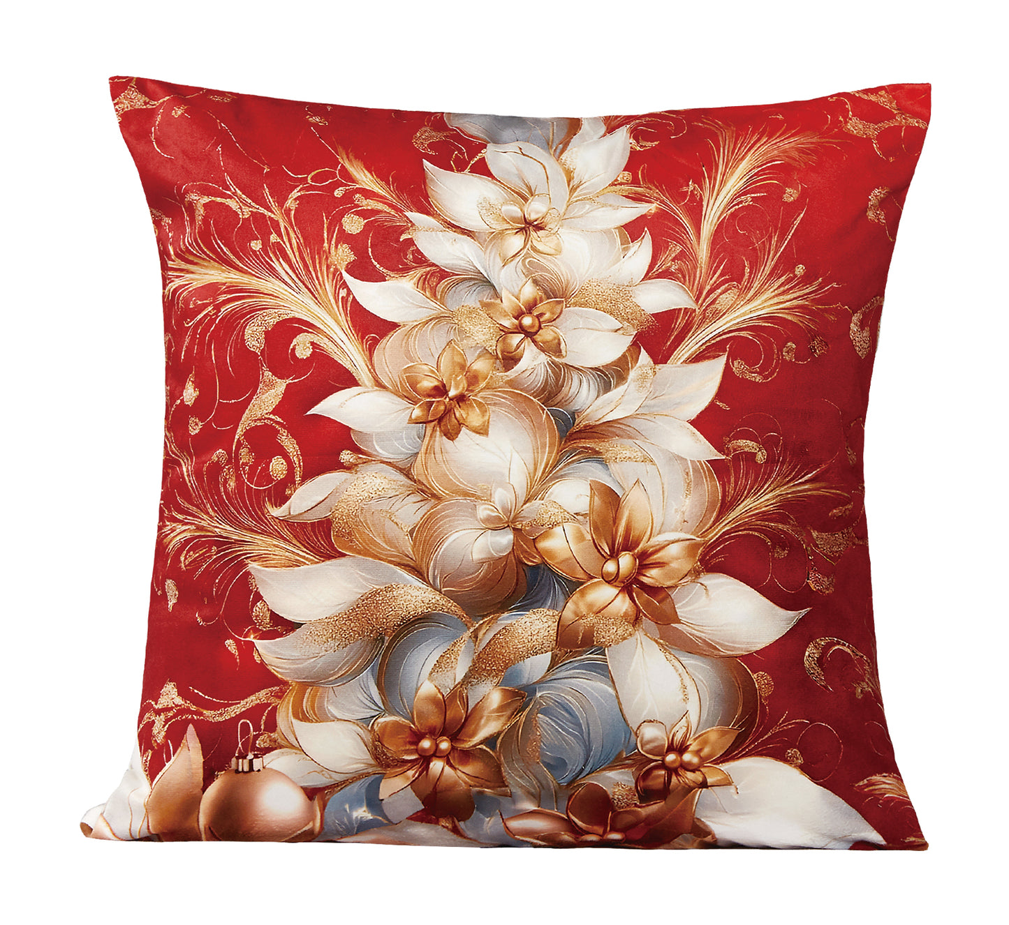 Violet Linen Seasonal Xmas Christmas Holiday Adoring Floral Pattern Decorative Accent Throw Pillow Cover