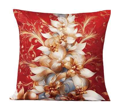 Violet Linen Seasonal Xmas Christmas Holiday Adoring Floral Pattern Decorative Accent Throw Pillow