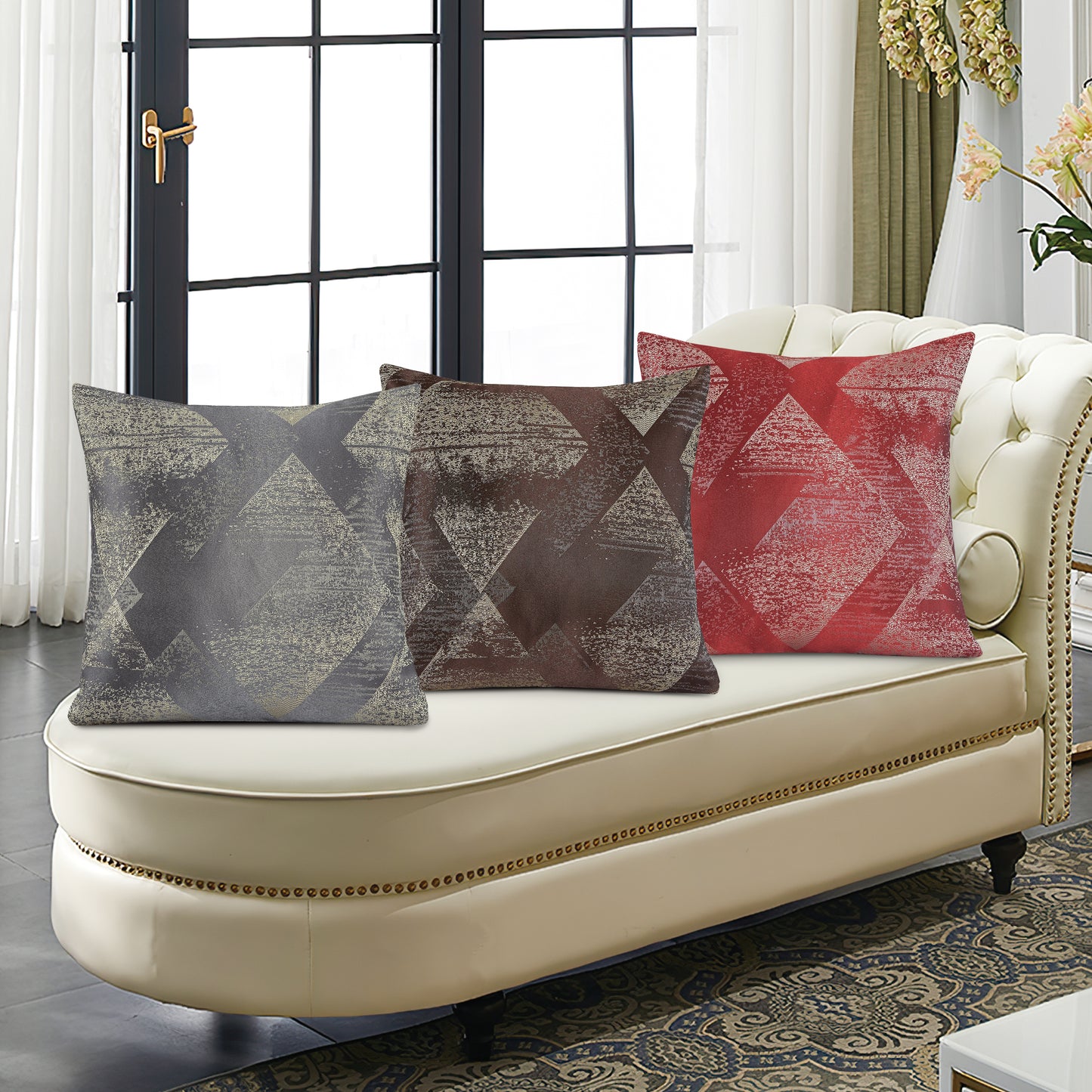 Violet Linen Pacifica Geometric Pattern Decorative Accent Throw Pillow