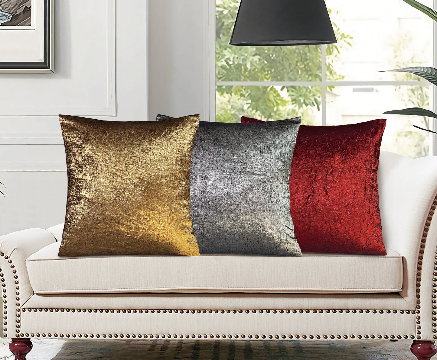 Violet Linen Silky Solid Crushed Pattern Decorative Accent Throw Pillow