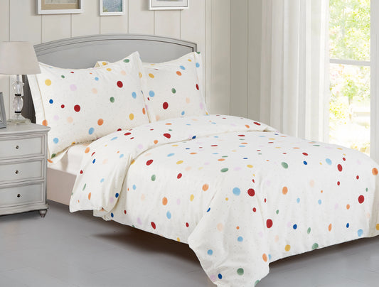 Violet Linen French Dotty Colorful Polka Dots Pattern Bedding Duvet Cover Set